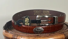 Zep-Pro NEW $80 Texas Longhorns UT Brown Leather Croc Embossed Belt Sz 44 XXXL
