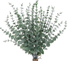 CEWOR 24pcs Eucalyptus Stems Artificial Leaves 24 pcs, Grey Green