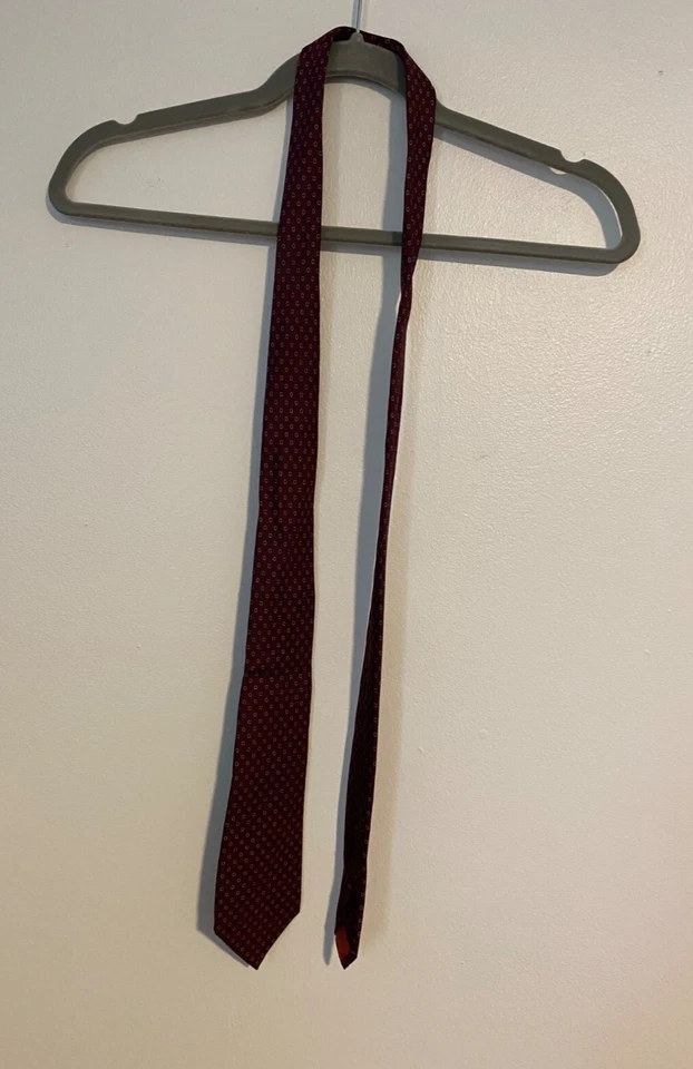 Corbata de seda vintage Stefano para hombre a lunares borgoña y azul 58" hecha en Italia oficina Foto 2 de 4