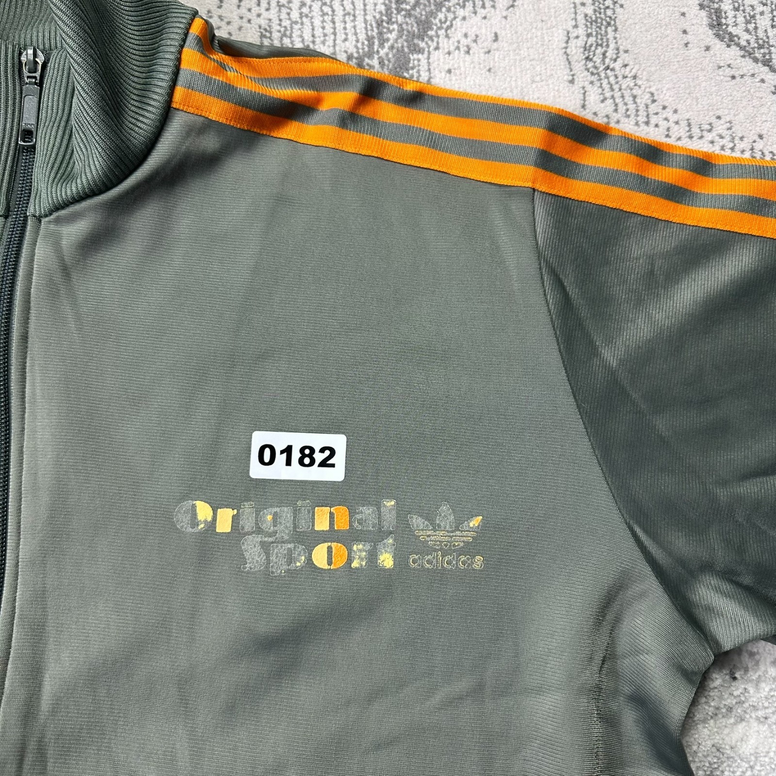 Vintage Adidas Original Sport Oversized Sz Large Khaki Funnel Neck Track Jacket image 5