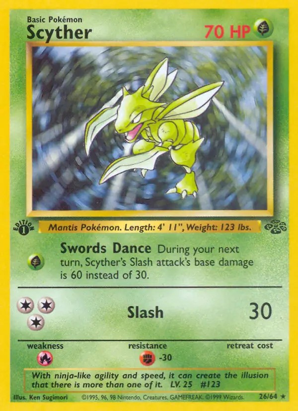 Scyther - 26/64 - Pokemon Jungle 1st Edition Rare Card WOTC MP