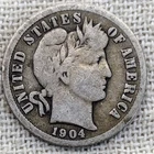 1904 Barber Dime VG/F : Very Good To Fine, Original Tone - .9 Fine Silver Coin