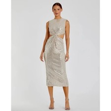 NWT Ieena for Mac Duggal Sequin Front Twist Cut Out Sheath Dress - size 0