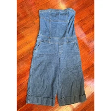 Vintage Y2K Yada Yada Stretch Denim Cropped Jean Sleeveless Capri Jumpsuit Med L