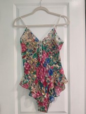 Vtg 90s Victoria's Secret Gold Label Floral Teddy Bodysuit Chiffon Lurex Small
