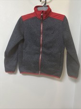 Nautica Full-Zip Fleece Jacket Size 8 Boys Gray /Red 100 Polyester Long Sleeve