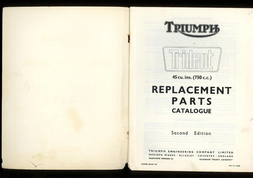 Triumph 750 Trident T150 4-speed (1969-on) Parts List Catalogue Book Manual FX85 - Image 3 of 4