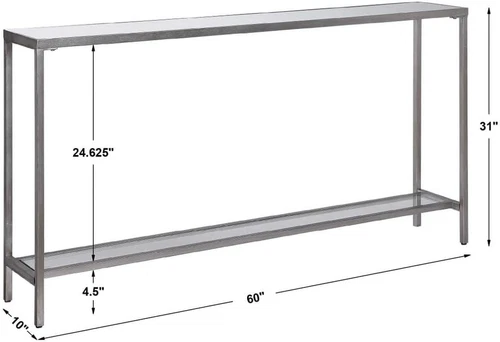 Hayley 60" Clear Glass & Silver Console Table - Elegant Modern Design - Picture 3 of 9