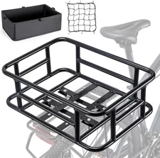 Rear Bike Basket W/ Liner Cargo Net Bicycle Rack Basket E-bike Electric Bike