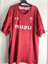 Under Armour Wales WRU Rugby Training Shirt Red ISUZU Jersey Mens XXL 2017