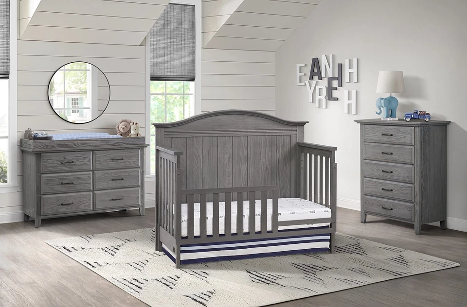 Kit de conversión de riel protector de cuna a cama para niños pequeños Chandler, gris grafito, verde G... Foto 4 de 4