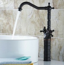 Oil Rubbed Bronze Kitchen Sink Mixer Taps Dual Handle Swivel Spout Tap Faucet