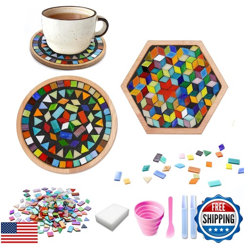 DIY Mosaic Tiles Crafts Kits for Adults, Mixed Stained Glass Mosaic Kit with