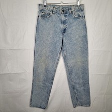 Vtg Levis Two Horse Brand Leather Tab Mens 33x33 Made In USA Acid Wash 80s