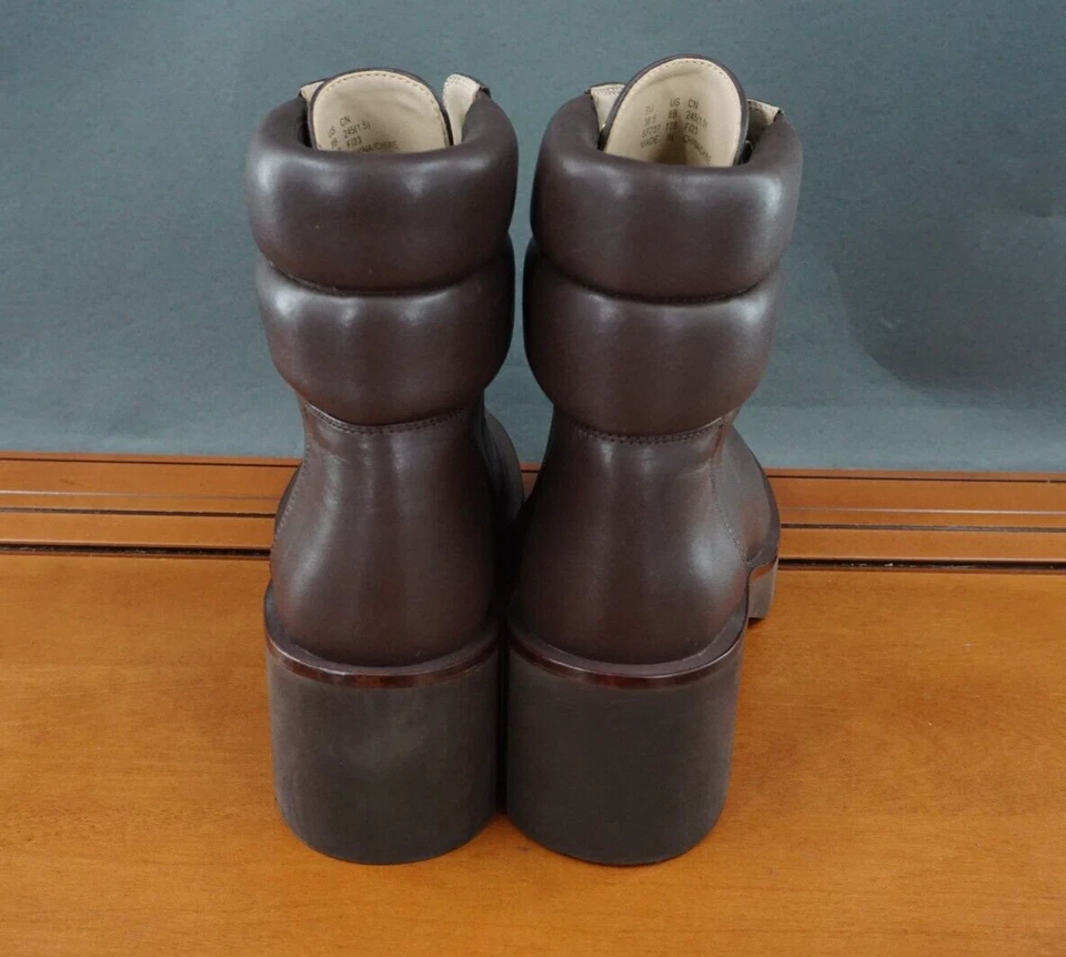 Bota de Senderista Stuart Weitzman Sussex Para Mujer 8 Cuero Marrón Con Cordones Tacón Grueso Foto 4 de 4