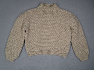 Gaala Paris Sweater Women 36 Beige Wool Turtleneck Pullover Chunky Long Sleeve