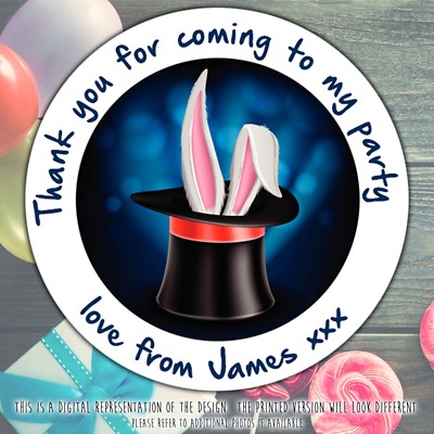 Personalised Magic Hat Party Stickers for Sweet Cones | Matte or Gloss