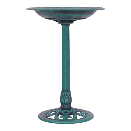 Bird Bath Feeder Pedestal Outdoor Garden Green Weather Resistant Antique Patio - Picture 4 of 12