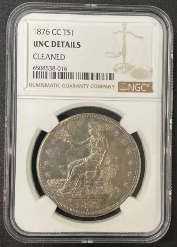 1876 CC US Mint Trade Silver Dollar $1 NGC Uncirculated, Low Mintage Key Date