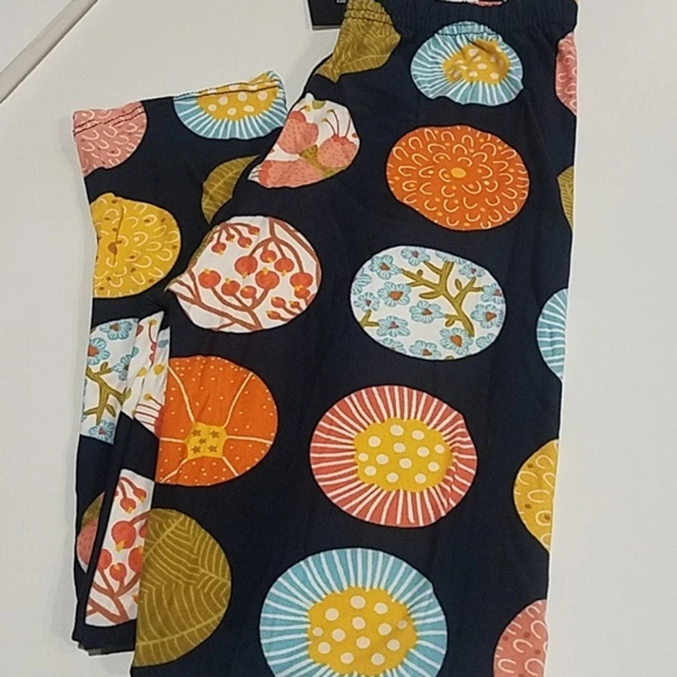 Agnes and Dora Women's Size XS Capri Navy Blue Leggings Polka Posies Foto 2 de 3