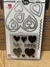 Sizzix Framelits Love, Hugs Hearts Die Cutting Set With Matching Stamps