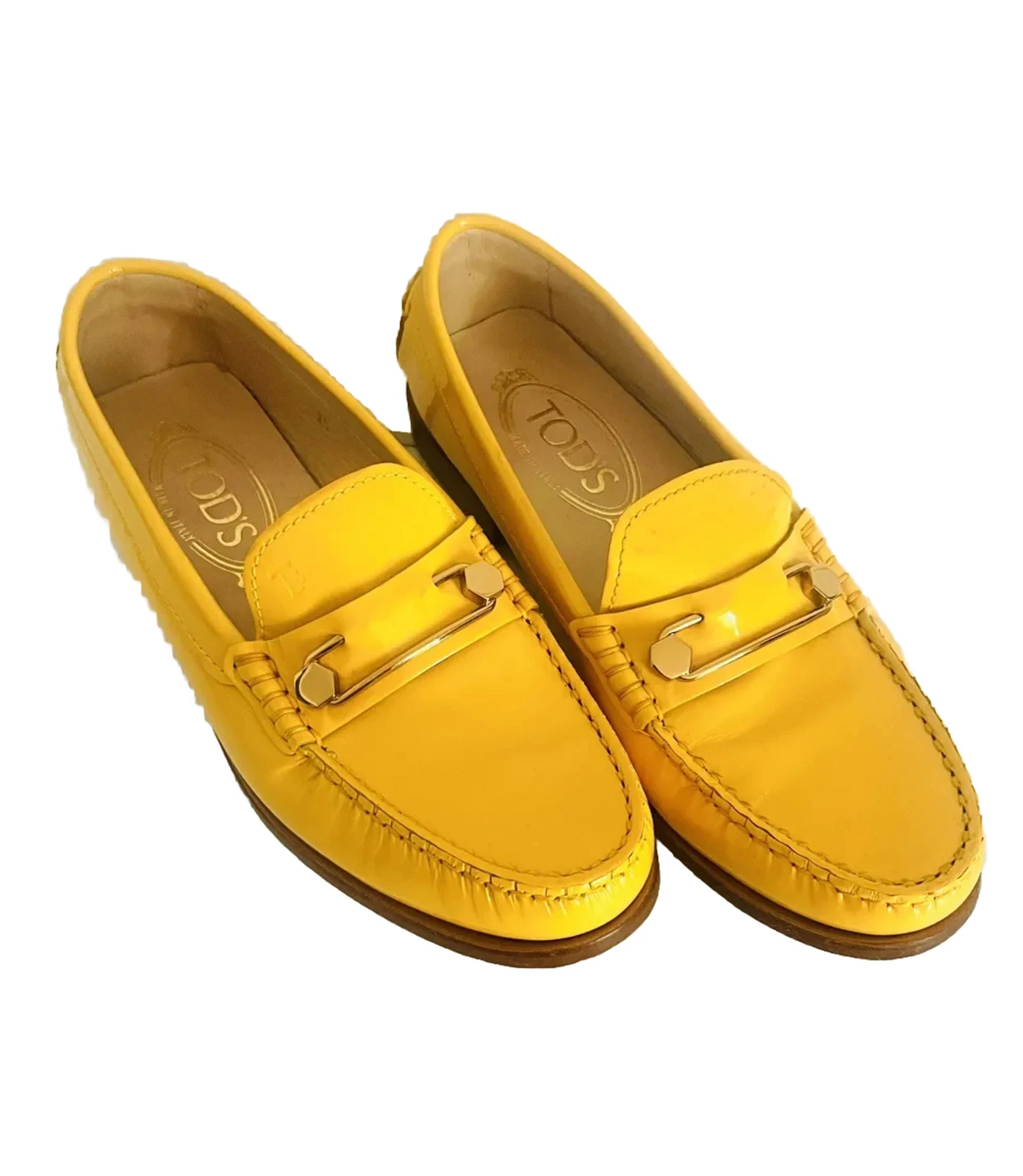 TOD’S Mocassini Tod's gialli vernice scarpe basse donna EU 35 US 5 lusso rari