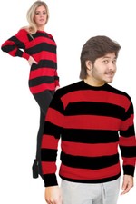 Unisex Red Black Stripe Knitted Jumper