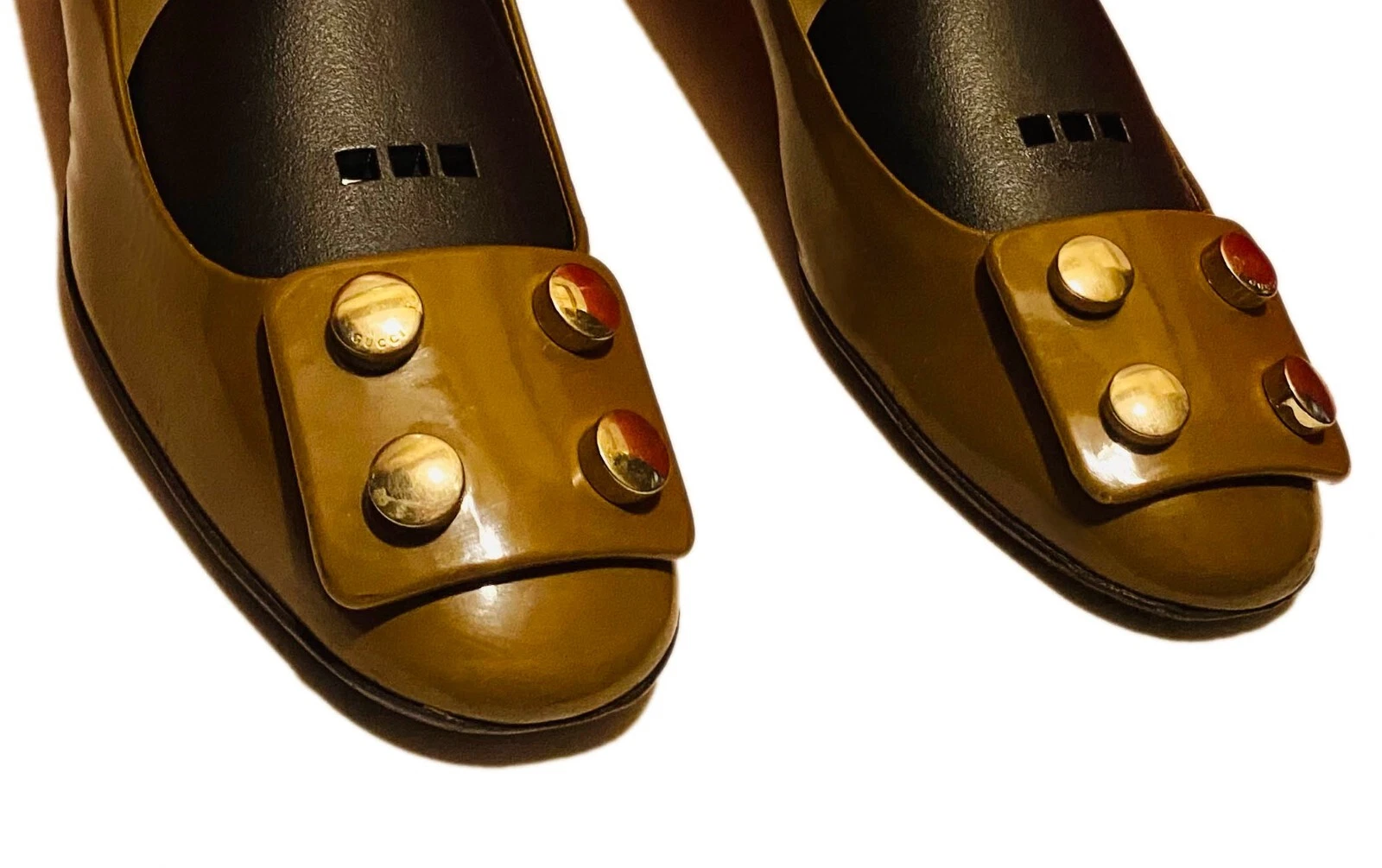 789, !! CHAUSSURES À TALONS FEMME GUCCI RARES EN CUIR VERNI MARRON POINTURE 38