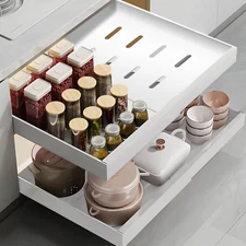 2 Pack Pull Out Cabinet Organizer, 21" Deep Expandable(12.6"-20.5") Heavy Duty S