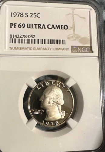1978 S WASHINGTON QUARTER 25C PF69 ULTRA CAMEO NGC 8142278-052