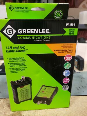 LAN Cable Check UTP modular plug RJ-45, and  F-TYPE coax cable tv Greenlee