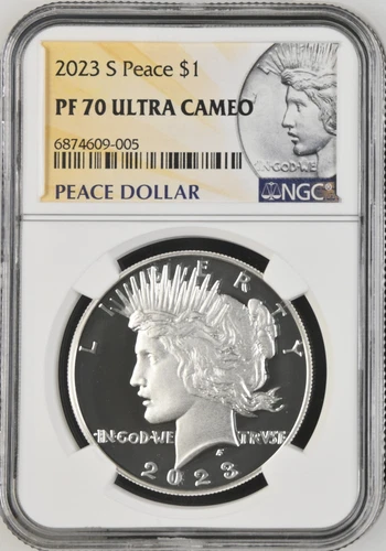 :2023-S SAN FRANCISCO SILVER PEACE DOLLAR PROOF NGC PF70UC ULTRA CAMEO TOP POP