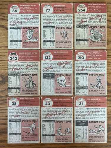 1953 Topps Yankee Lot, 9 Cards W/HOF Billy Martin, Johnny Mize, High #’s, P-Vg - Picture 11 of 11