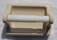 VTG NOS Oatmeal Speckled Beige Tan Ceramic Toilet Paper Holder Bathroom Tile In