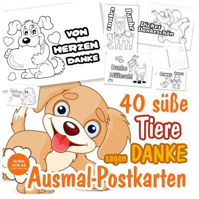 40 Dankeskarten Dankeschon Danke Sagen Lustig Spruch Text Postkarten Ausmalen Ebay