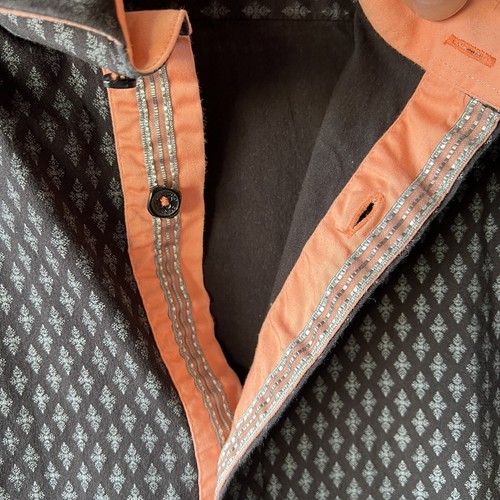 Camisa a medida para hombre XXL negra melocotón botón delantero manga corta vestido informal - Imagen 7 de 12