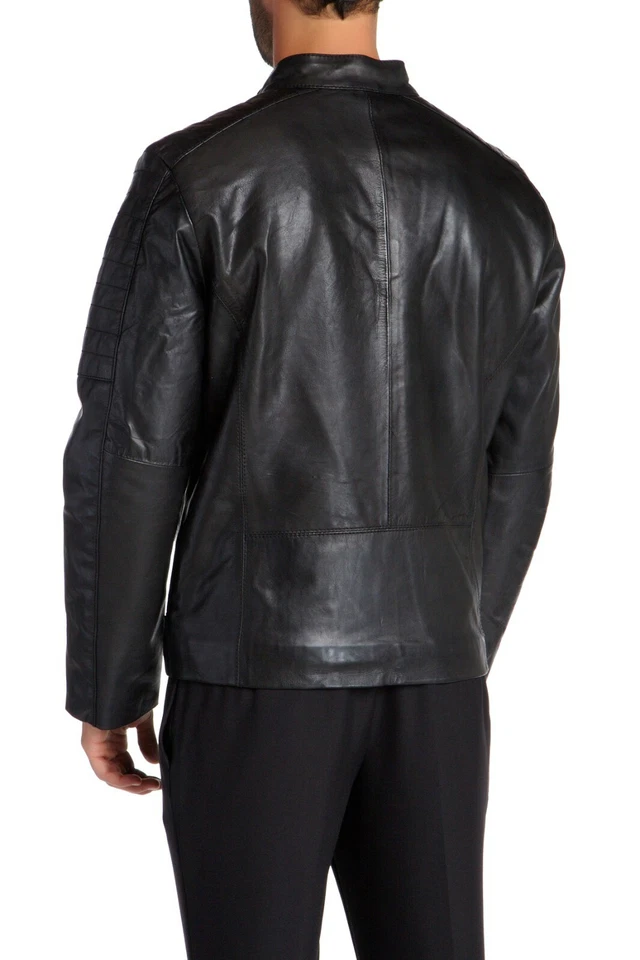 Andrew Marc New York Hombre Cuero Motociclista Corredor Chaqueta Negra Talla S Foto 2 de 4