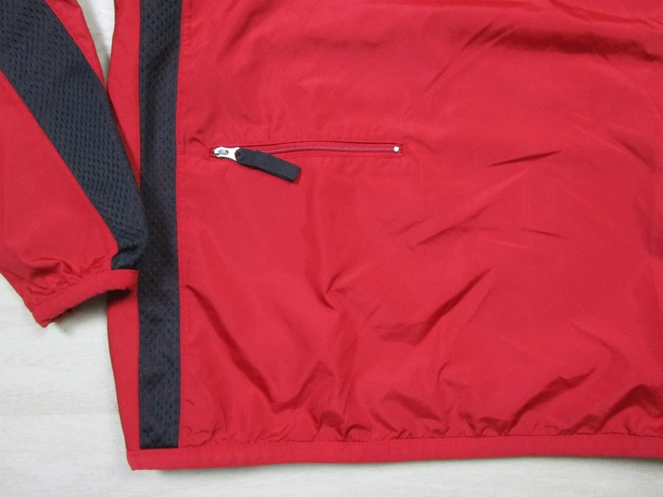 Винтажный Nike куртка мужская (M) красный 1/4 молнии ветровка серебро ярлык Y2k пуловер - Изображение 4 из 4