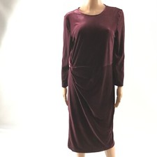 Banana Republic Women’s Velour Midi Wrap Dress Size 14 Burgundy Career Work New