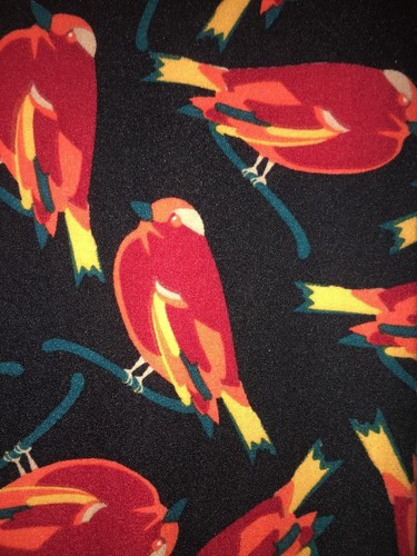 LulaRoe Red Robin Orange sparrow bird Black Teal Leggings Stretch Pants O/S NEW - Picture 2 of 4