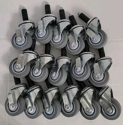 LOT OF 16 Dura Formula XS - 3'' X 1-1/4'' Swivel Caster Gray Thermo Rubber Wheels