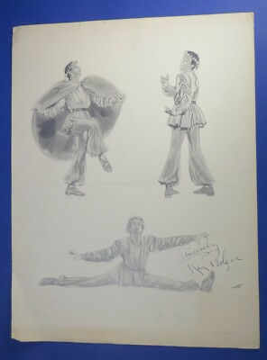 Ray Bolger Signed  Sapiens  Pencil Sketch By D A Ahrens Wizard Of Oz Scarecrow
