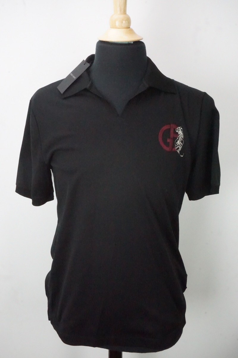 【ジョルジオアルマーニ】 Shirts シャツ Giorgio Armani Black Label Black Tiger Logo Cotton Blend