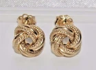 Solid 9ct Yellow Gold Detailed Love Knot Ladies Stud Earrings