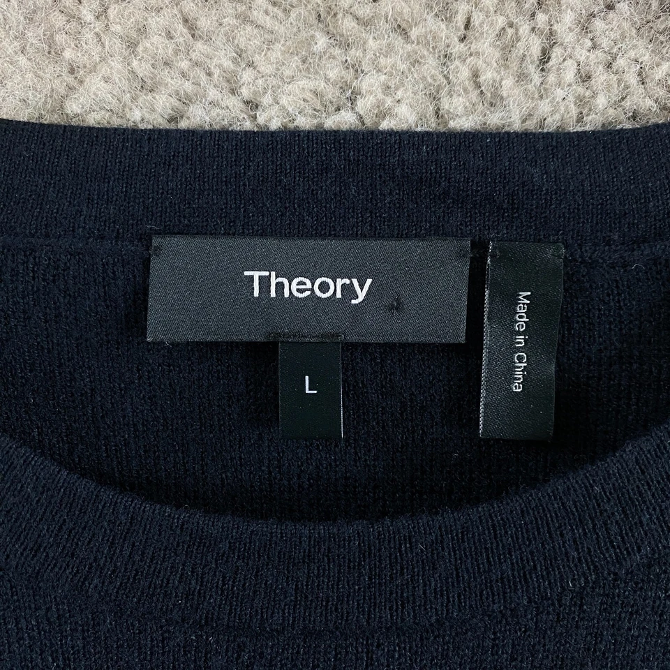 Suéter Theory MX Cuello Redondo Para Hombre Grande Negro Viscosa Mezcla Lana Espalda Contraste Foto 3 de 4