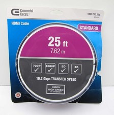NEW Opened Commercial Electric 25 Ft HDMI High Speed Cable W/ Ethernet 1080P