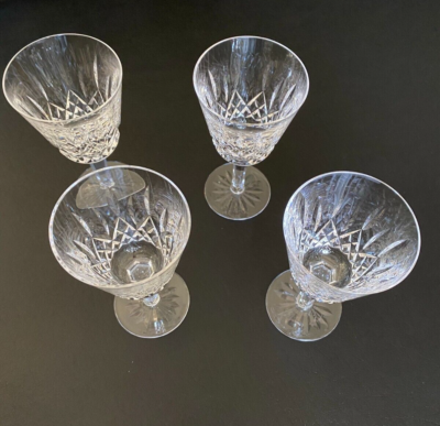 Lot De 4 Verres À Vin En Cristal, Motifs Décoratifs Et Effet Argenté