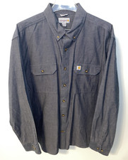Carhartt Chambray Work Shirt Mens XL Loose Fit Dark Gray Work Streetwear Nice 