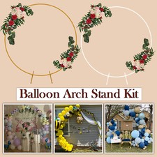 Round Hoop Balloon Arch Backdrop Flower Gold Display Stand Frame Wedding Decor