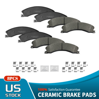 Front & Rear Ceramic Brake Pads Set For Chevy Silverado GMC Sierra 2500